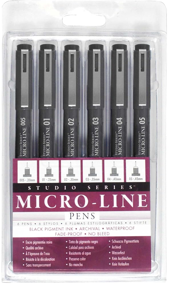 PETER PAUPER PRESS Studio Series Micro-Line Pigment Ink Pen Set (Set of 6) cover image